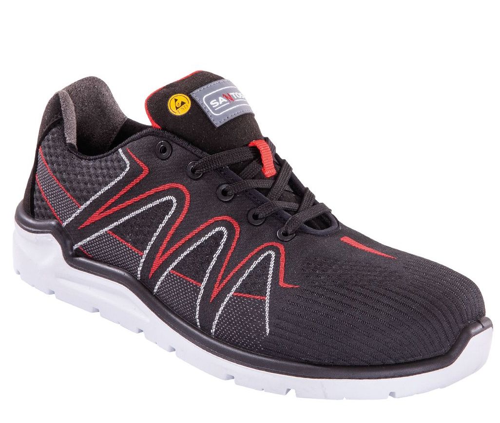 santos-S46Black-red Santos Black-red S46 Halbschuhe S3-ESD
