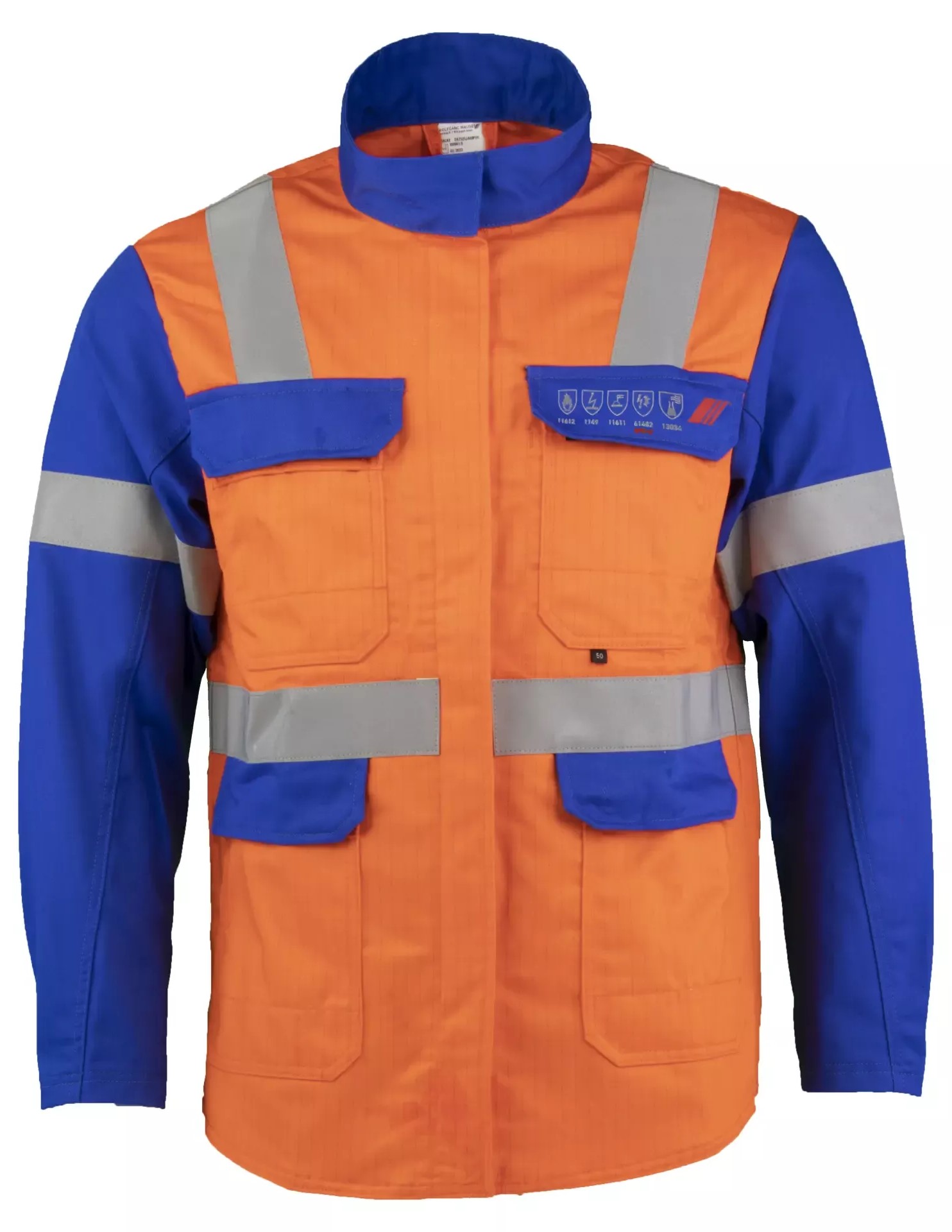 Asatex DA2JA08P Multinorm long jacket 2-ply orange-blue