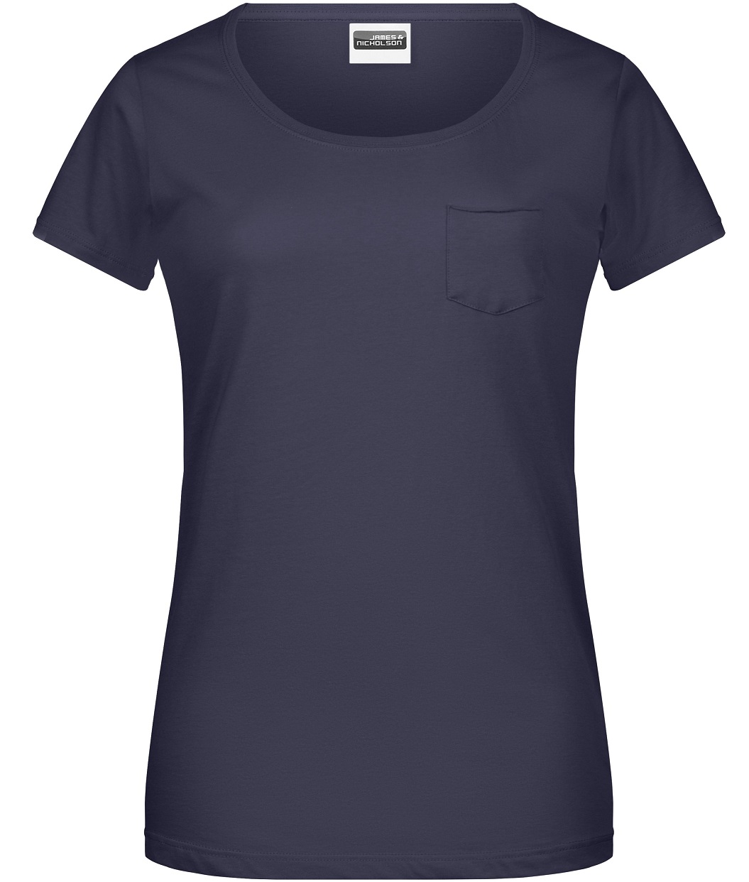 8003_navy James & Nicholson 8003 Damen T-Shirt mit Brusttasche in 5 Farben