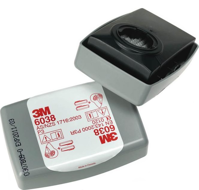 3M Partikelfilter und Kunststoffgehäuse P3R+Aktivkohle 6038