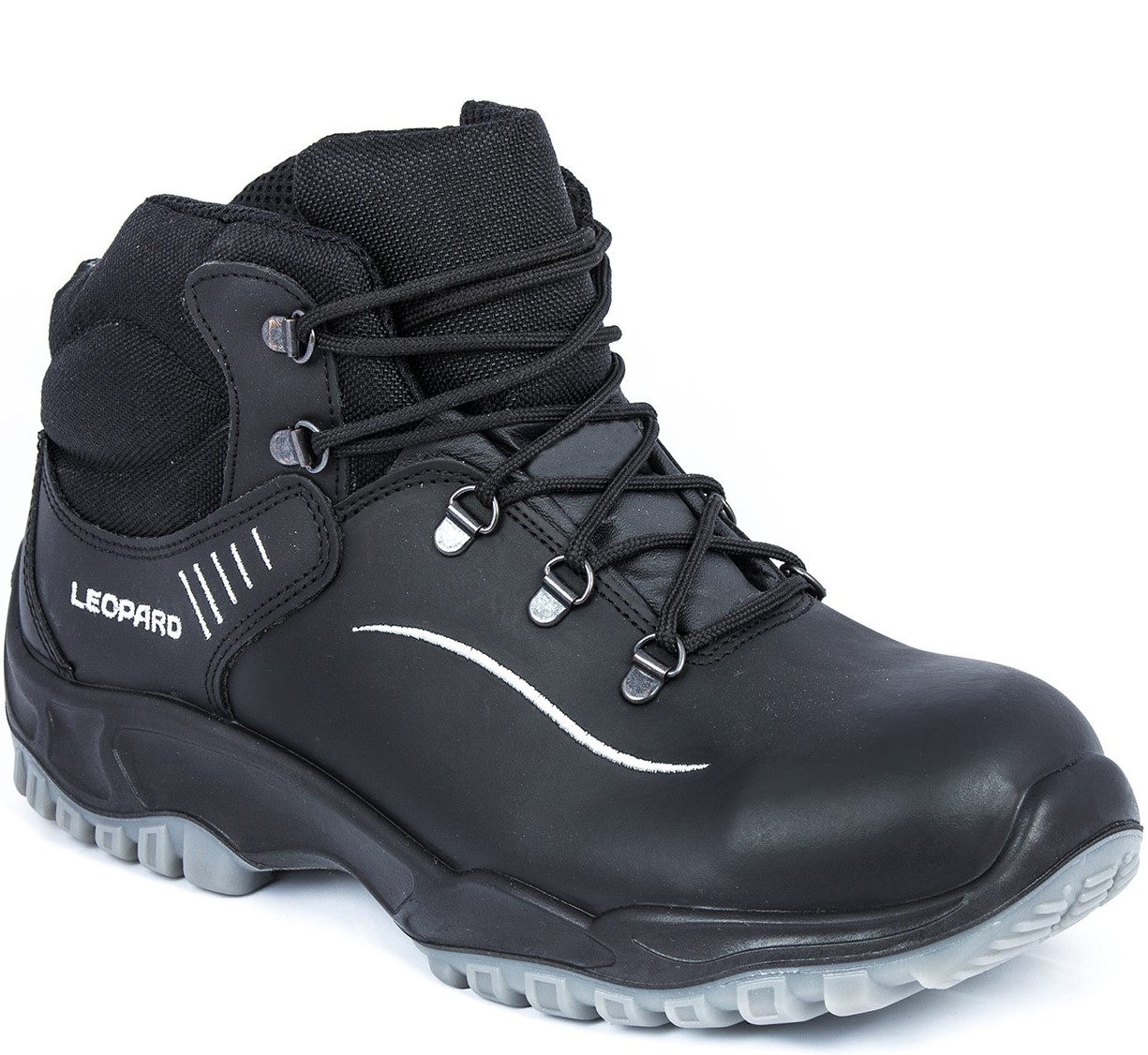 01480 Leopard 01480 Schnürstiefel S3 schwarz/silber (reflektierend)