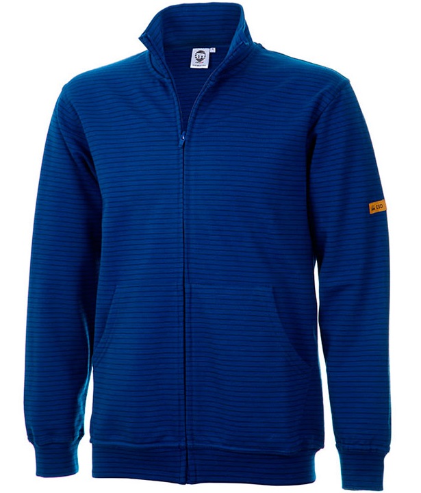 400-300-1-1 ESD Sweat-Jacke/Zip kobaltblau 300g/m²