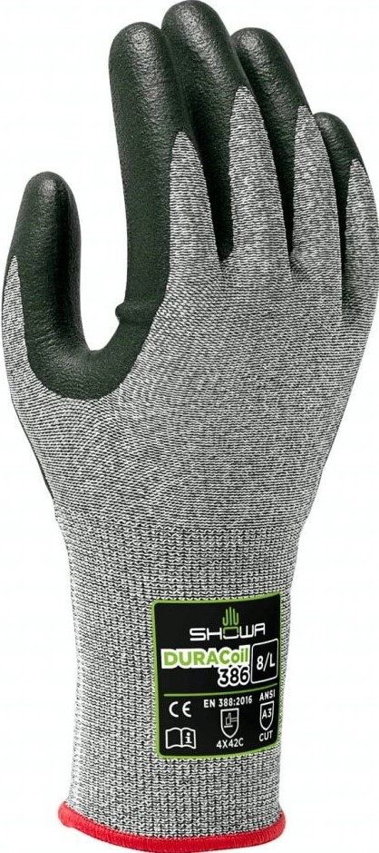 SHOWA 386 Duracoil nitrile cut protection gloves level C