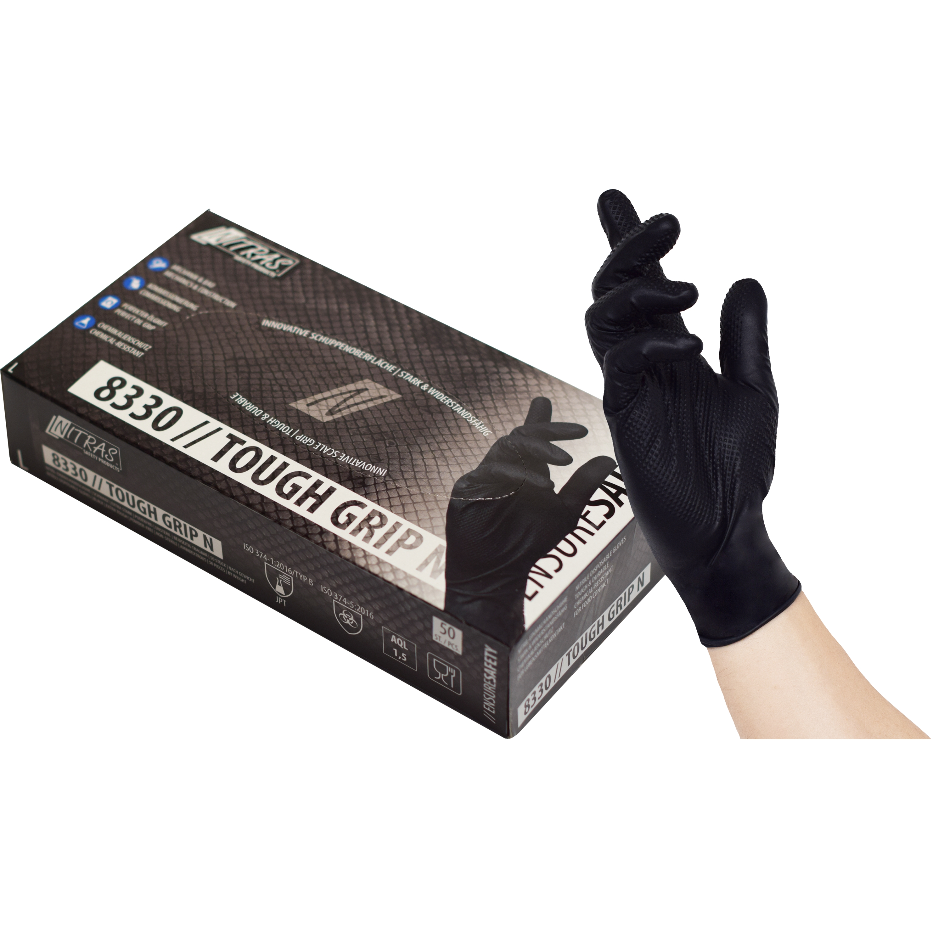 8330_1000_001 Nitras 8330 Tough Grip N disposable gloves black