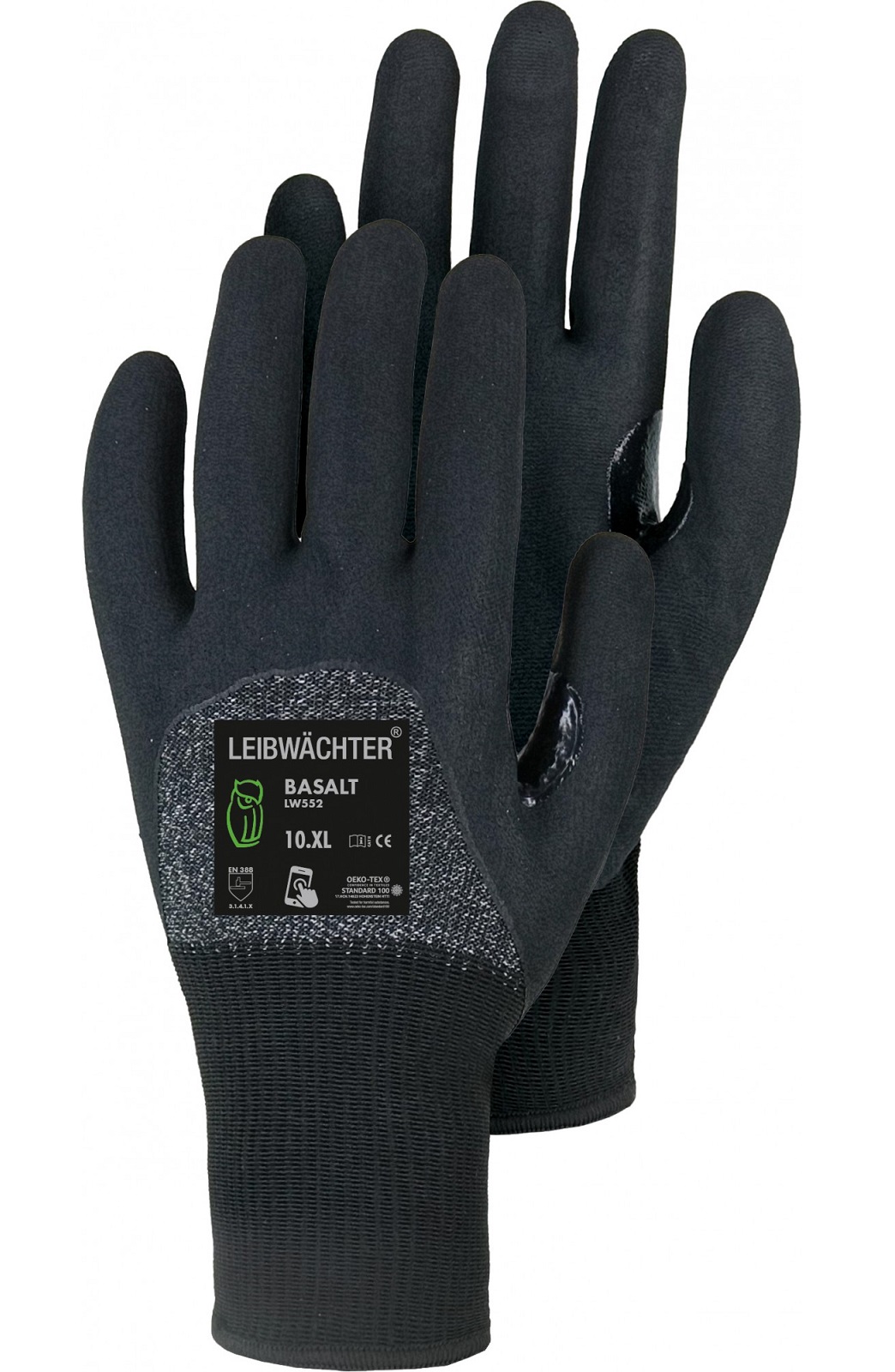 HLW552 Leibwächter LW552 Basalt Boost Nitril-Schutzhandschuhe 3/4-beschichtet