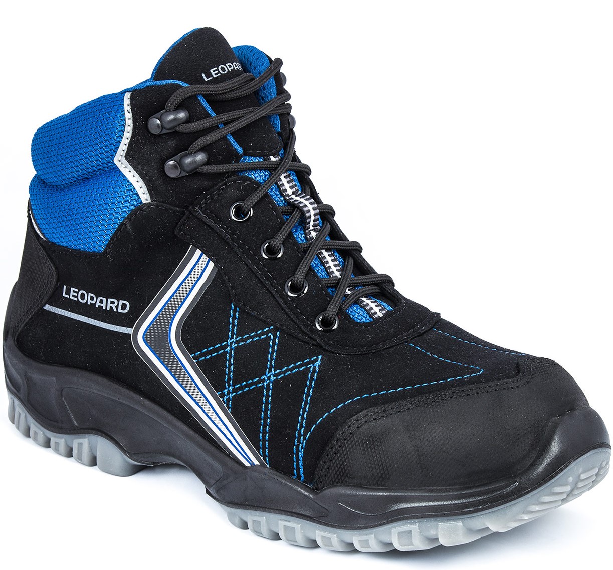 01428 Leopard 01428 Schnürstiefel S3 schwarz/blau