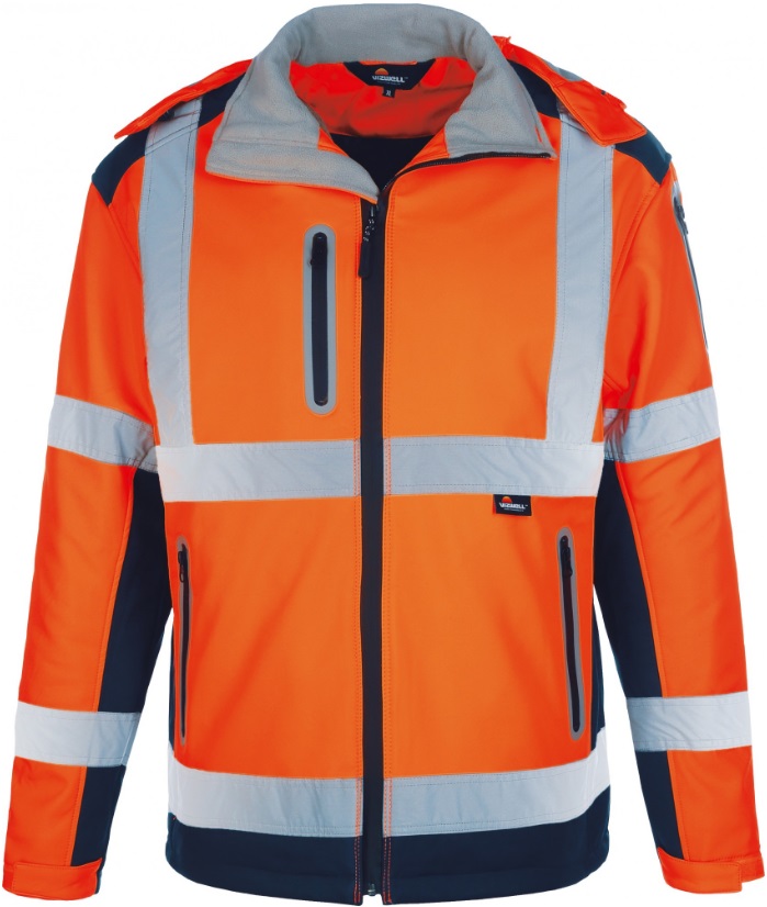 vw177po-1 Vizwell VW177PO Winter-Warnschutz-Softshelljacke leuchtorange