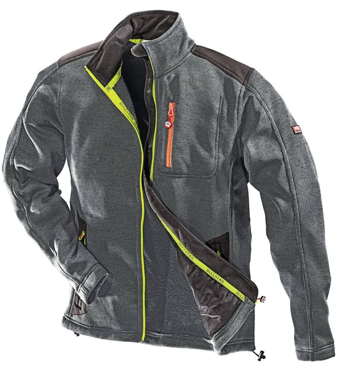 9335-0-104b Bullstar 9335 ULTRA Softshell-Strickfleecejacke grau-lime