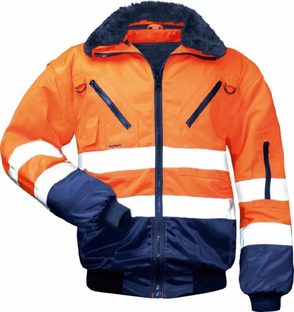 23649_front-2 Norway Erik 23649 4-in-1-Warnschutz-Pilotjacke leuchtorange-marine