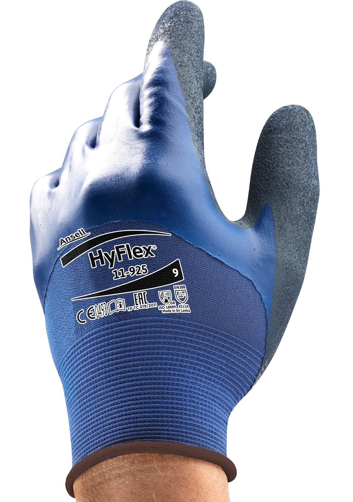 11-925KUDAupwORSw80 Ansell HyFlex 11-925 Nitril-Schutzhandschuhe teilbeschichtet