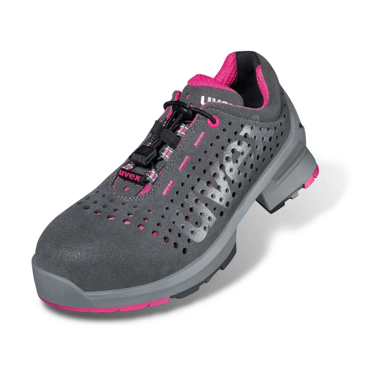 85618 uvex 1 ladies 85618 gelochte Halbschuhe S1 SRC, Weite 11, grau/pink