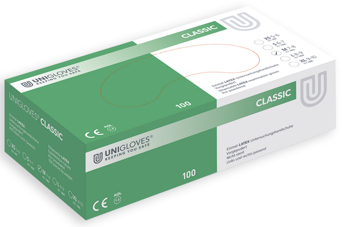 unigloves_classic__585362 Unigloves Classic Latex-Einweghandschuhe gepudert weiß