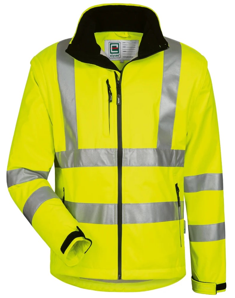 elysee 22702 LOGAN warning protection soft shell jacket yellow detachable sleeves