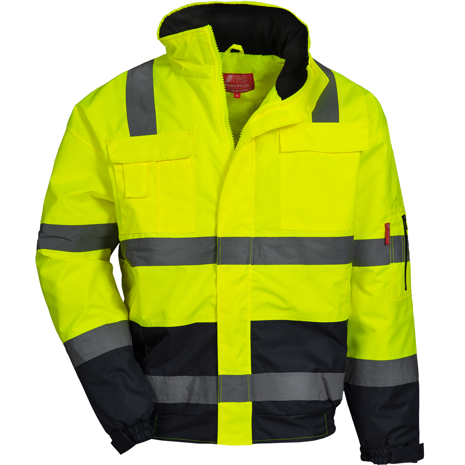 7143_front Nitras Motion Tex Viz 7143 high-visibility pilot jacket fluorescent yellow-blue