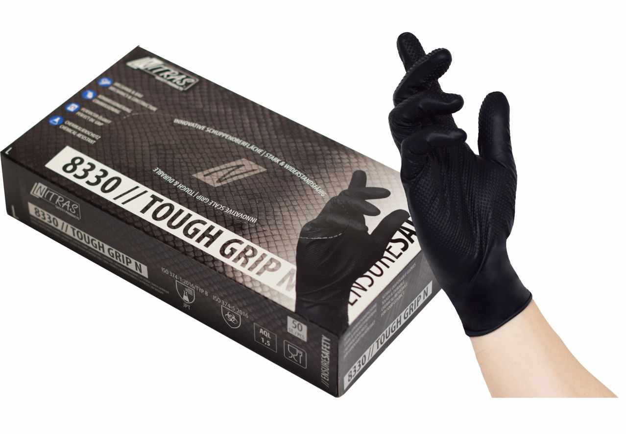 Nitras 8330 Tough Grip N disposable gloves black