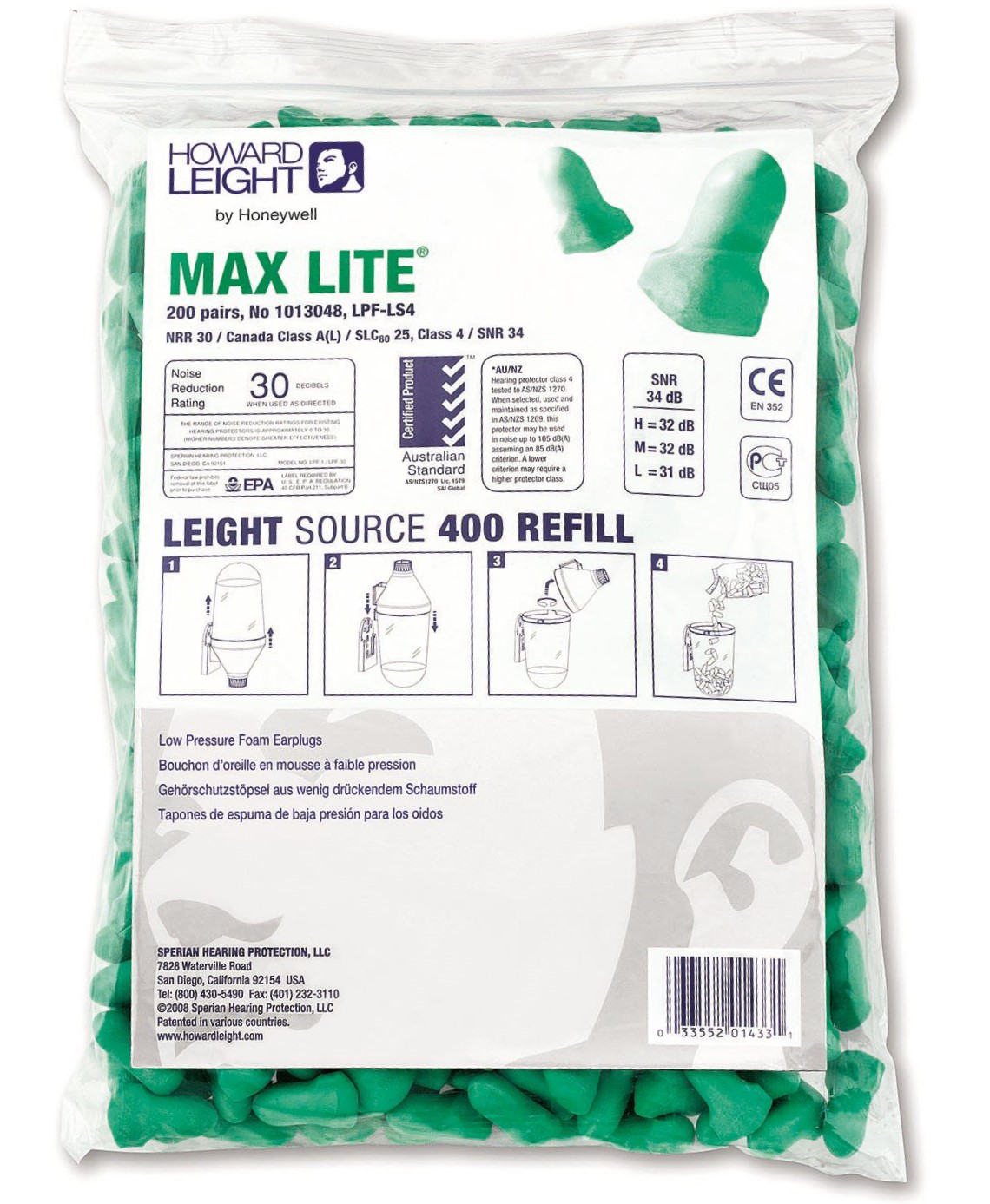 1013048iu7LdcoFm6AMB Howard Leight Max Lite Gehörschutzstöpsel Nachfüllpackung für HL400