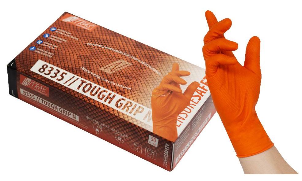 8335_1 Nitras 8335 Tough Grip N Einmalhandschuhe orange