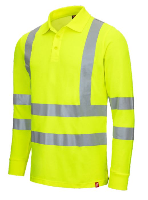 7014-gelb Nitras Motion Tex VIZ high-visibility polo shirt