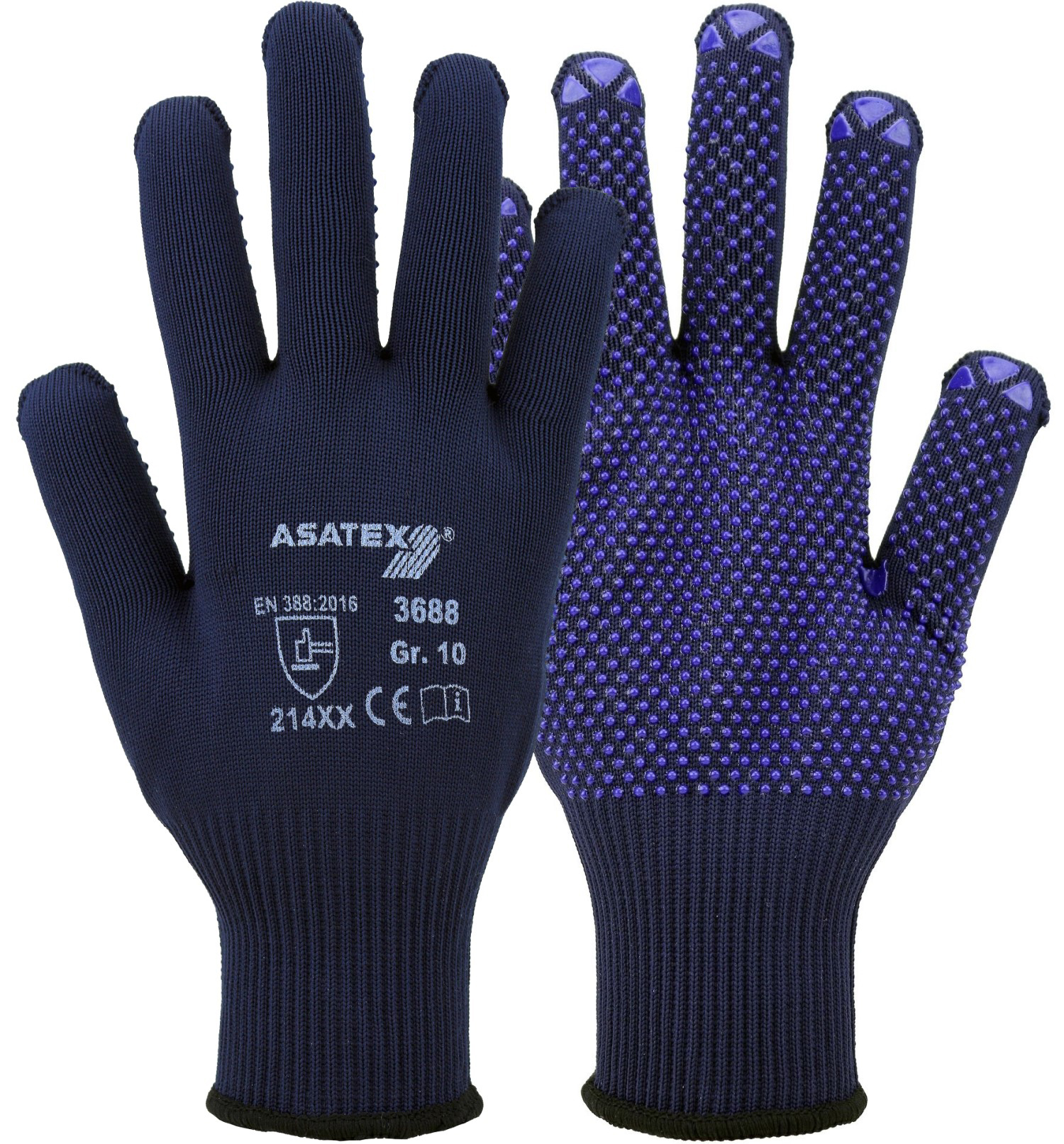 Asatex 3688 Feinstrickhandschuhe mit Vinyl-Noppen