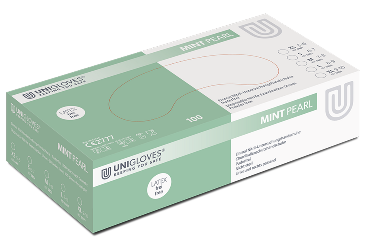 unigloves_mint_pearl__600556 Unigloves Mint Pearl Nitril-Einweghandschuhe puderfrei