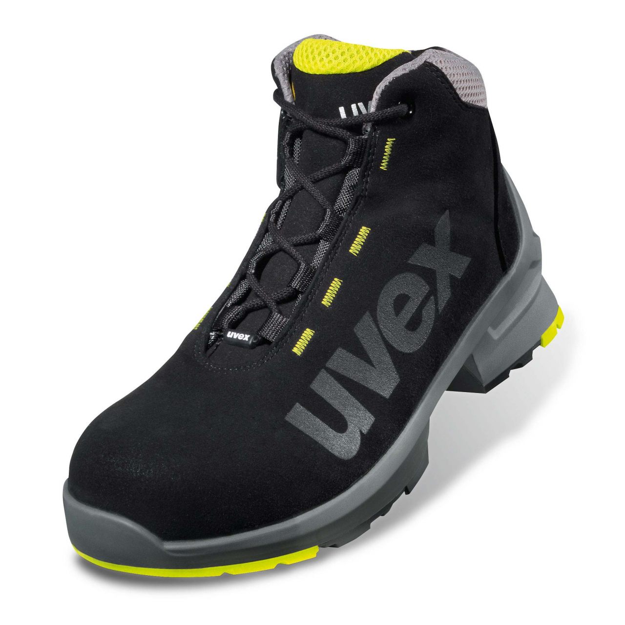 uvex 1 85458 Schnürstiefel S2 SRC, Weite 11, schwarz/lime