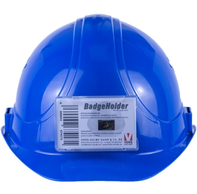 ausweishalter-1 VOSS Ausweishalter mit Saugnäpfen zur Fixierung am Schutzhelm