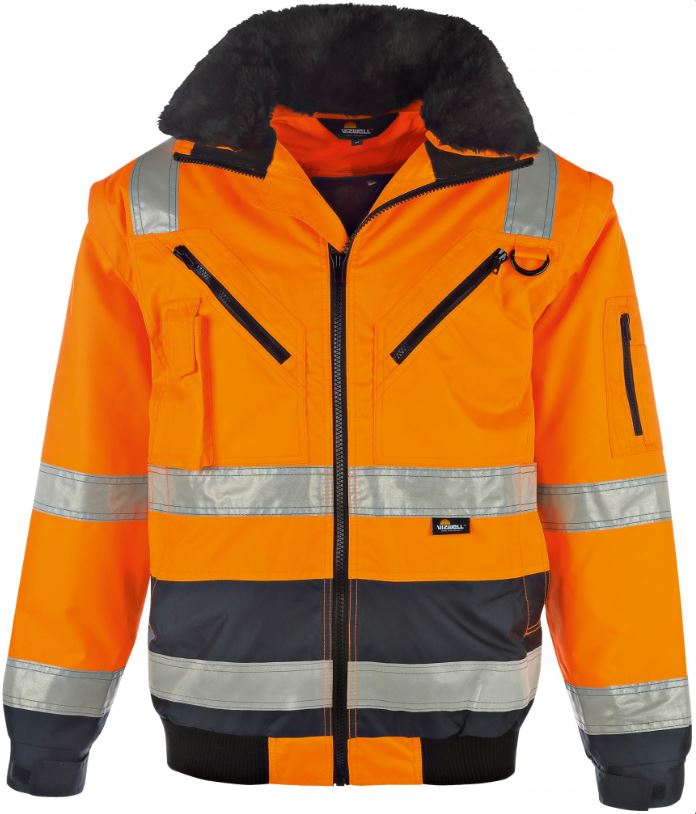 VW126CO Vizwell VW126CO Warnschutz-Pilotenjacke 4 in 1 leuchtorange-marine