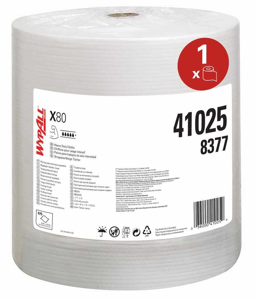Kimberly Clark WypAll X80 Power Clean wipes large roll 8377