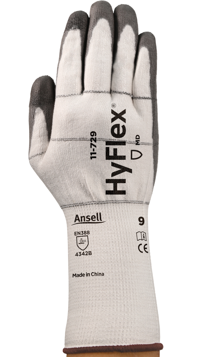 Ansell HyFlex 11-729 PU cut resistant gloves level B