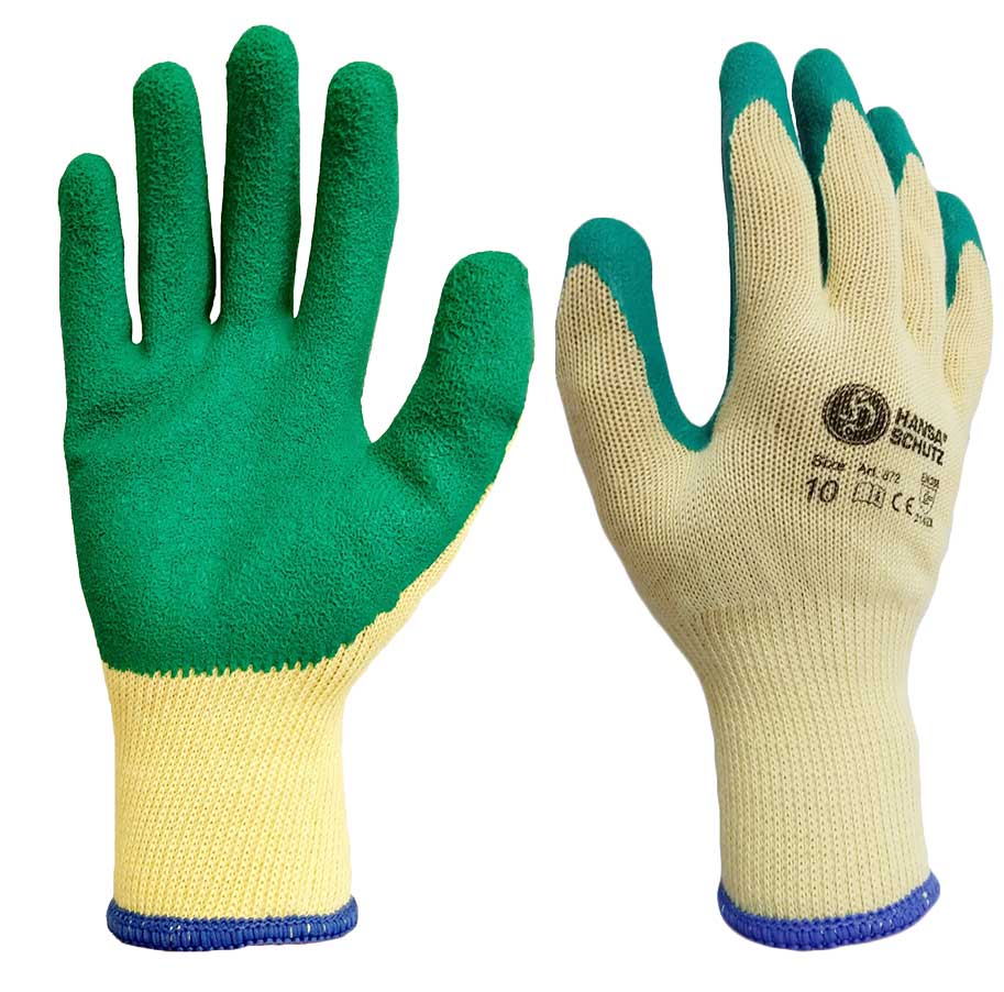 872 HansaTec 872 Latex Coton Glove Halbbeschichtet