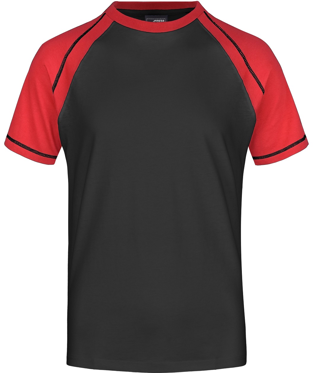 JN010_black_red James & Nicholson JN010 Herren Raglan T-Shirt in 8 Farben