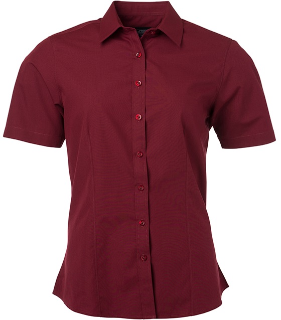 James &amp; Nicholson JN679 Ladies Blouse Poplin Short Sleeve in 20 Colors