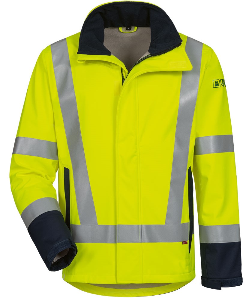 elysee 23404 KAAPO Multinorm high-visibility softshell jacket fluorescent yellow-navy