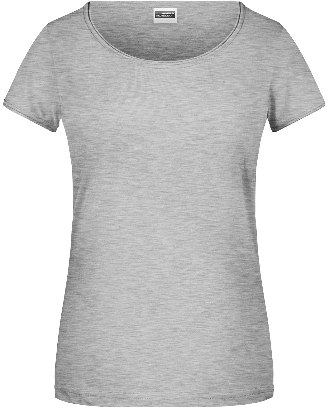 8001_grey-heather James & Nicholson 8001 Damen T-Shirt Rollsaum in 5 Farben