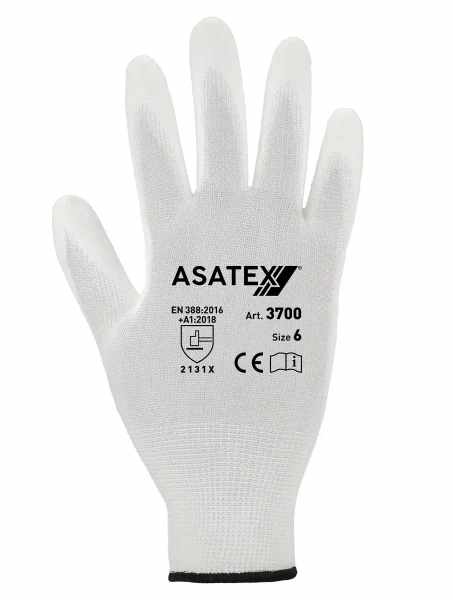 Asatex 3700-70 PU fine knit gloves partially coated