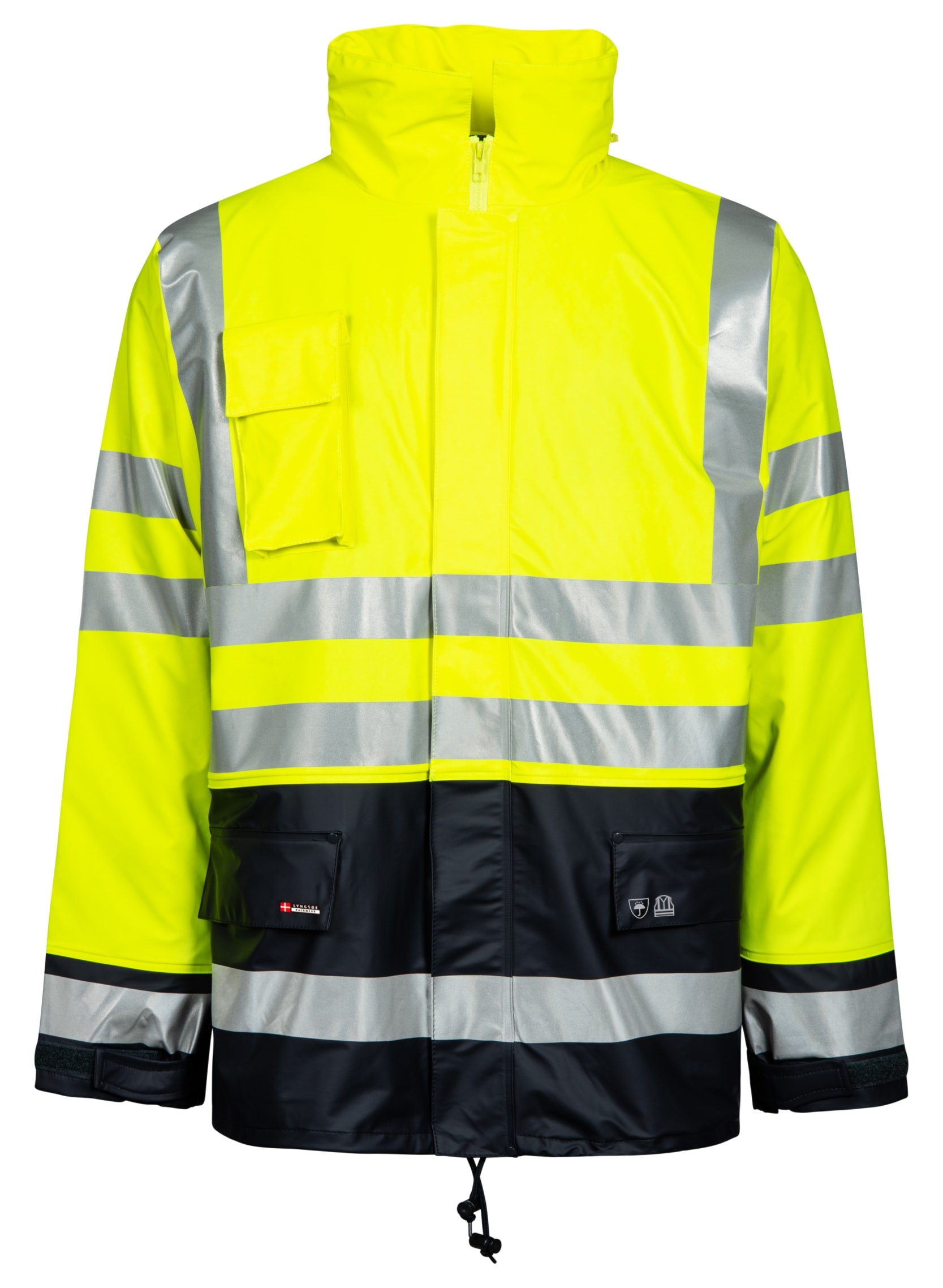 Lyngsøe LR32 Warnschutz Regenjacke in PU-Qualität mit herausnehmbaren Steppfutter