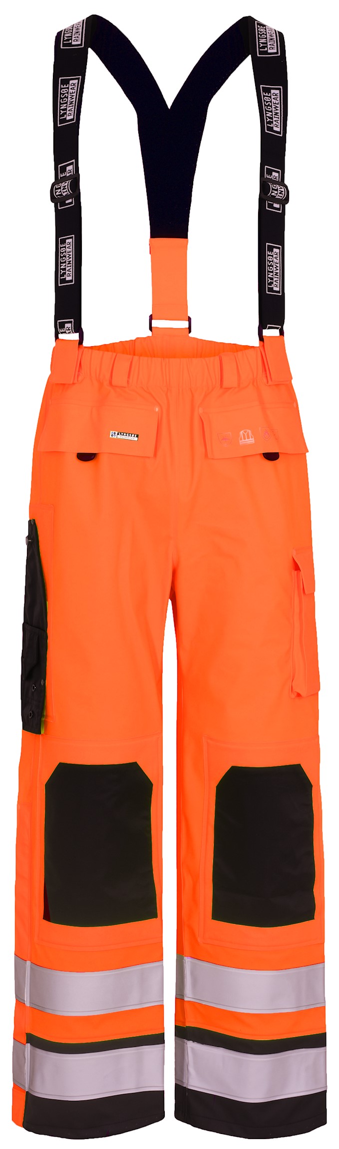 Lyngsøe FR-LR6022 flame-retardant high-visibility dungarees in heavy PU quality