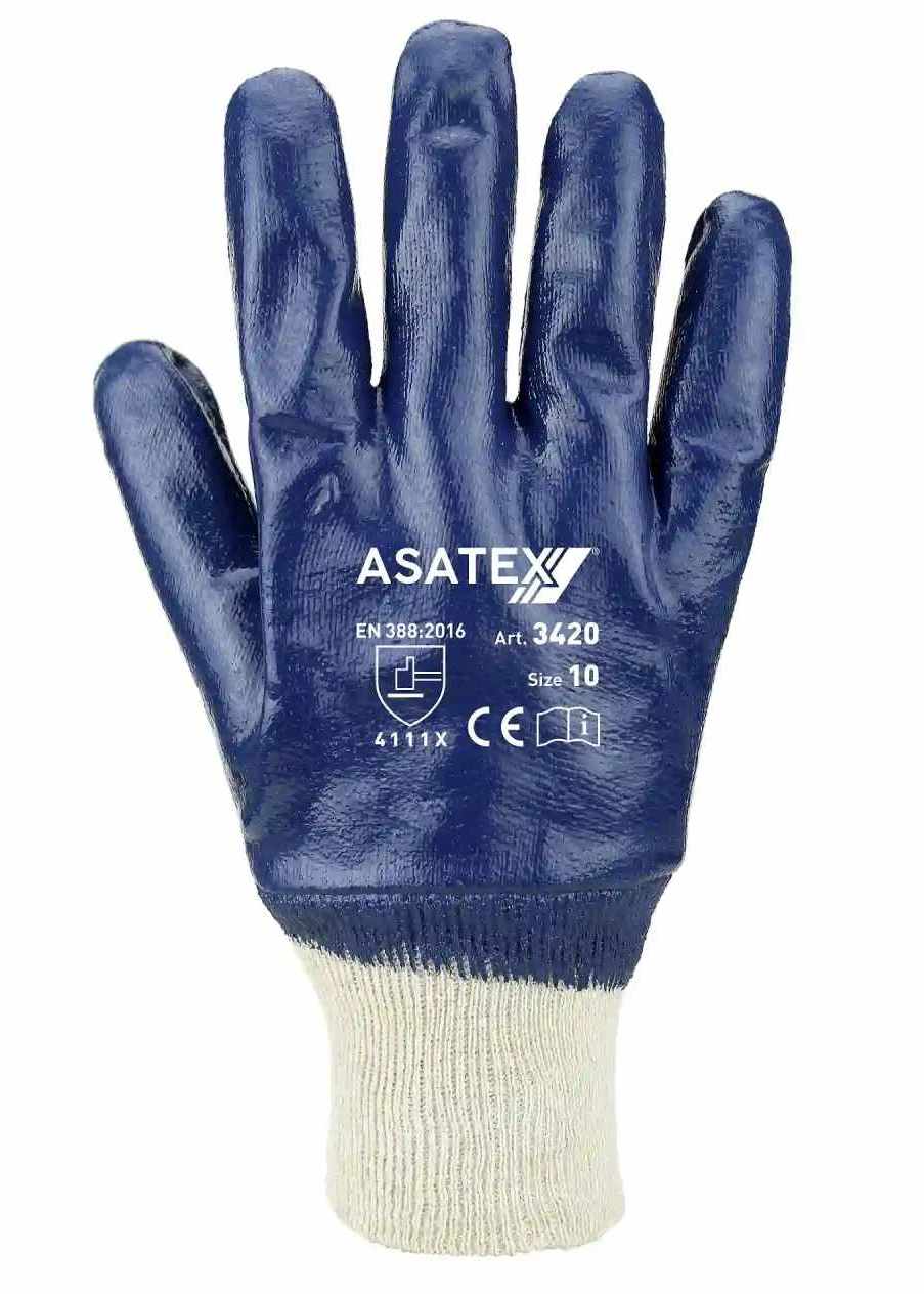 3420 Nitrile gloves with knitted waistband blue