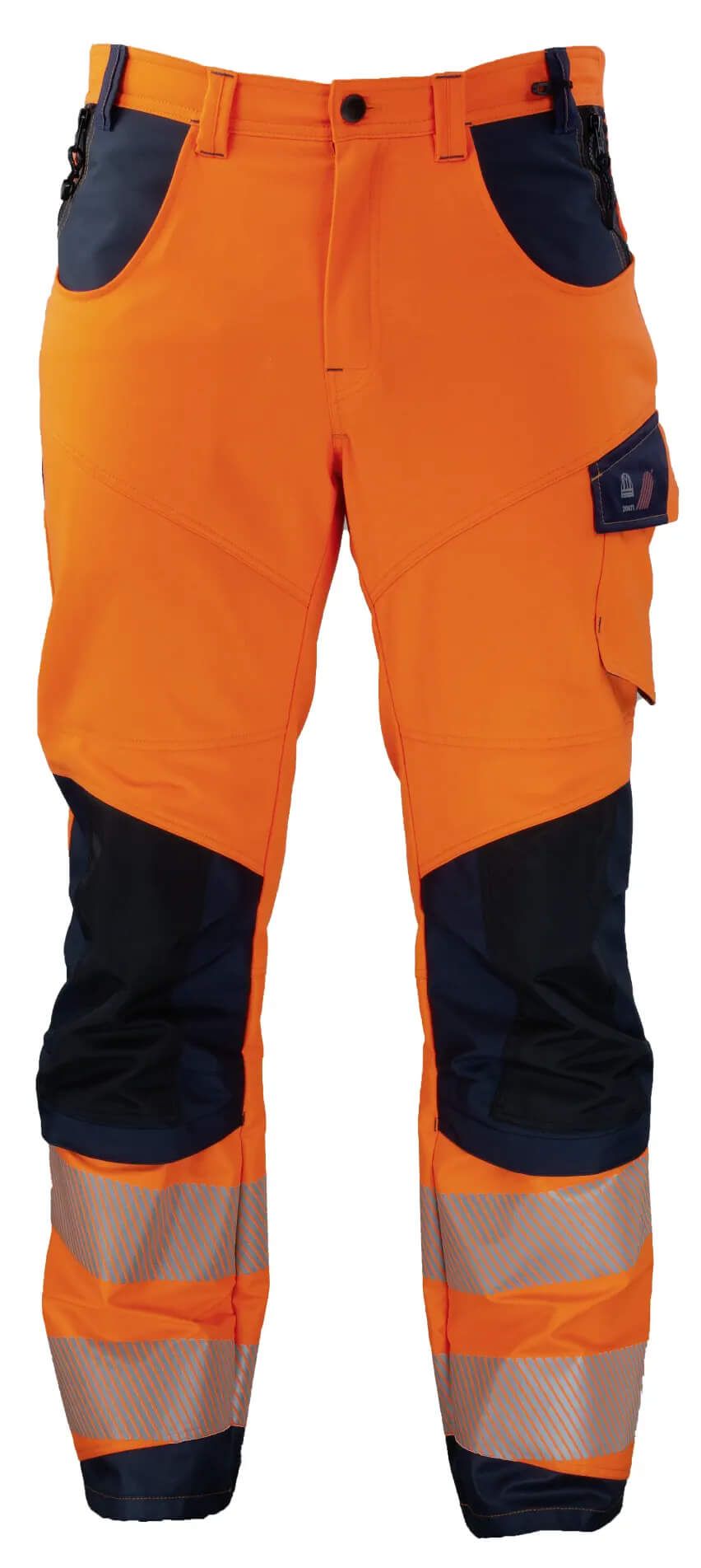 Asatex 4182BH high-visibility trousers fluorescent orange-dark blue