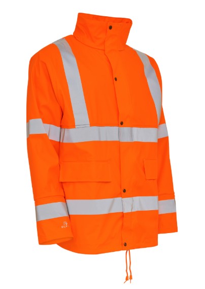 ELKA Rainwear 026300R Dryzone Visible PU rain jacket Hi-Vis with reflective stripes