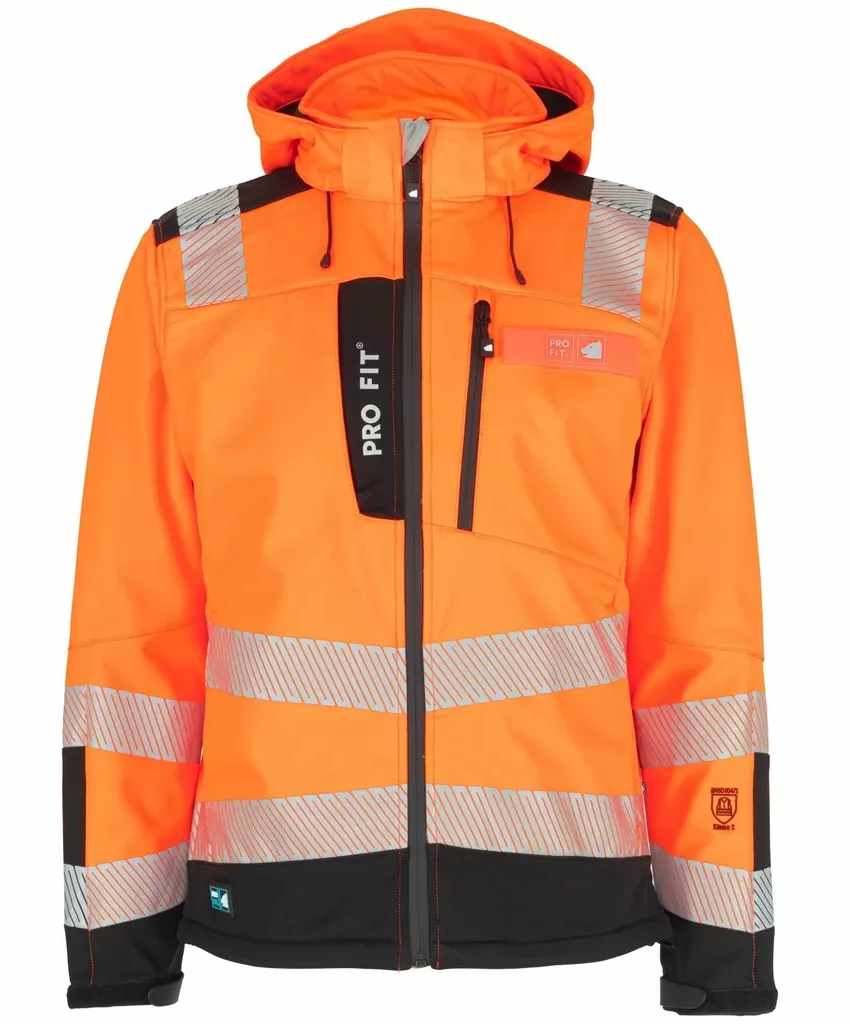 Pro-Fit 981 high-visibility softshell jacket neon orange-black