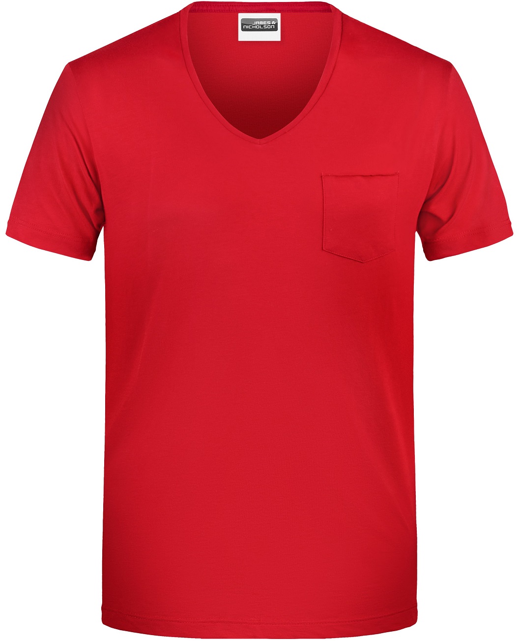 8004_red James & Nicholson 8004 Herren V-T-Shirt mit Brusttasche in 5 Farben
