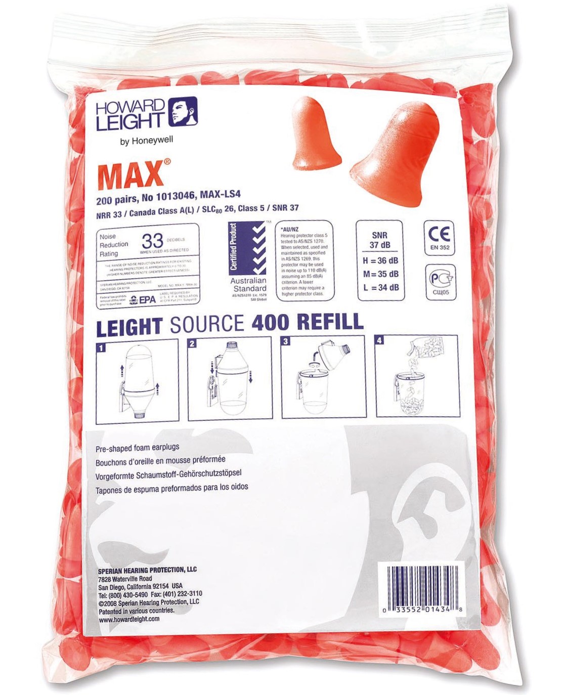Howard Leight Max Gehörschutzstöpsel Nachfüllpackung für HL400