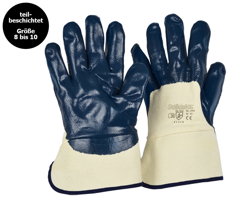 Solidstar 1344 Nitril-Schutzhandschuhe ¾-beschichtet Stulpe
