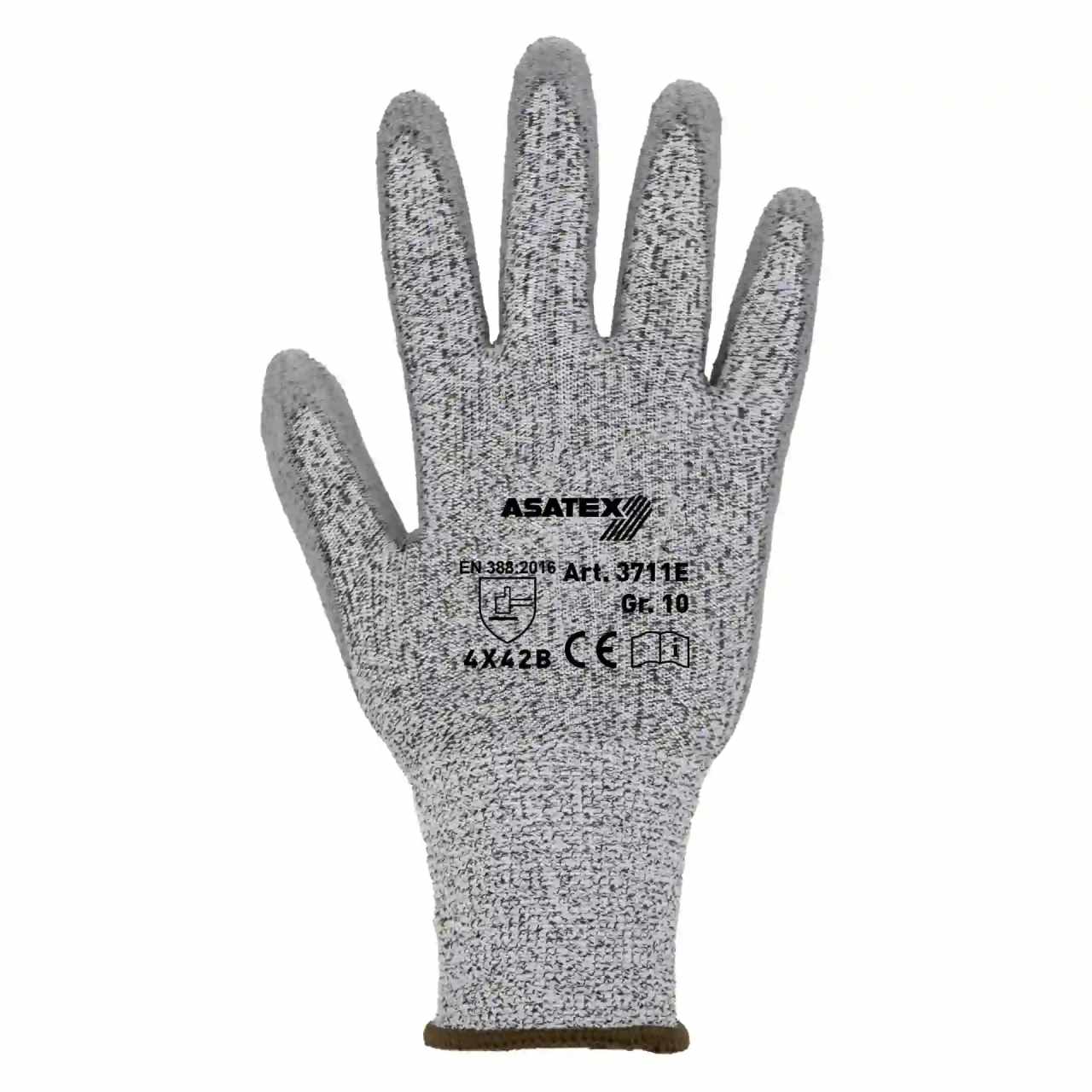 3711E Cut resistant gloves grey Level 3 with PU coating