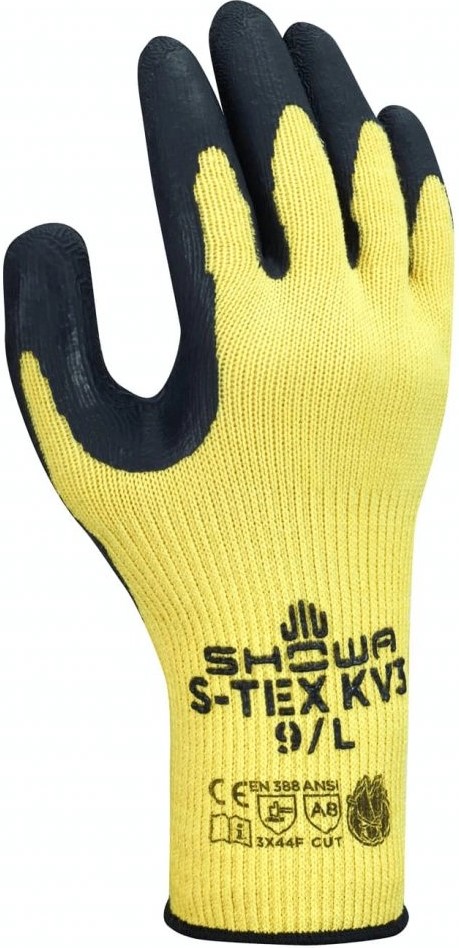 SHOWA S-TEX KV3 latex cut protection gloves level F