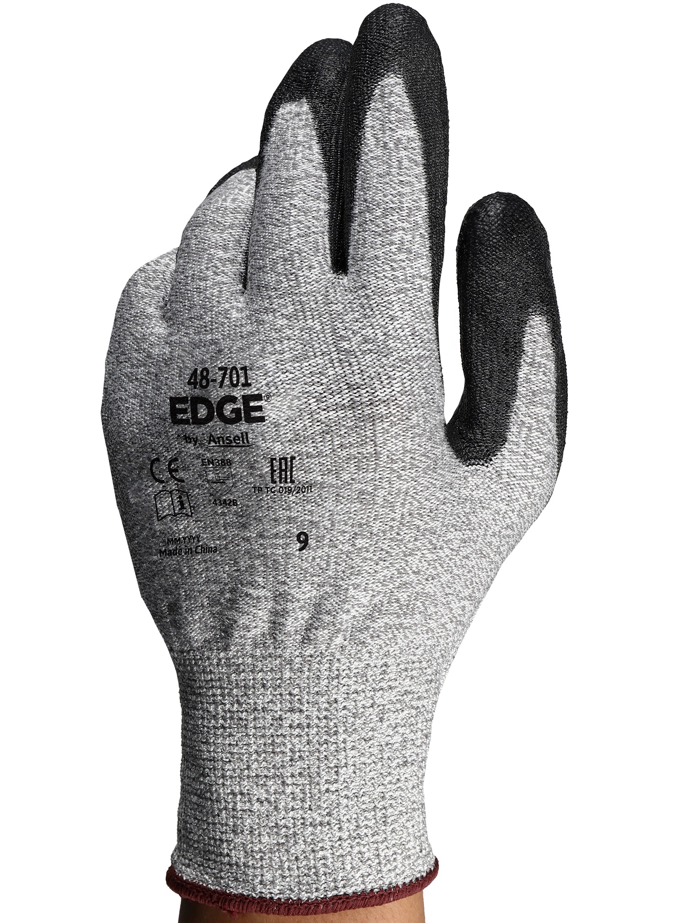 Ansell Edge 48-701 PU cut protection gloves partially coated level B