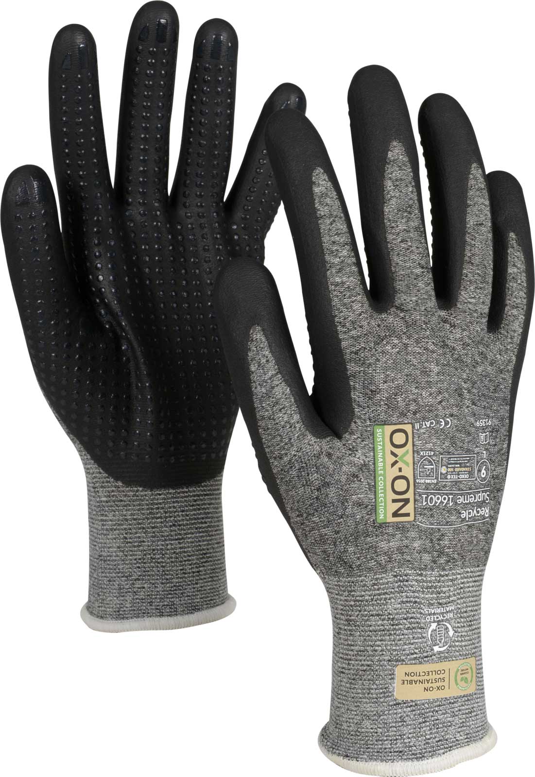 OX-ON Recycle Supreme 16601 Nitrile protective gloves with nubs