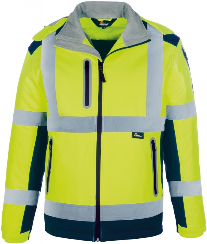 vw177py-1 Vizwell VW177PY Winter-Warnschutz-Softshelljacke leuchtgelb-marine