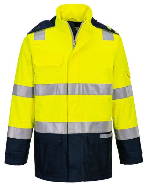 Portwest FR605 light multi-standard warning jacket with arc flash protection bright yellow-navy